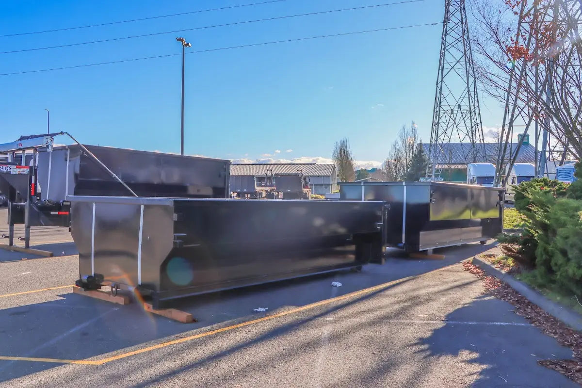 Roll-off dumpster ready for waste disposal at job site for Residential Dumpster Rental in Easton